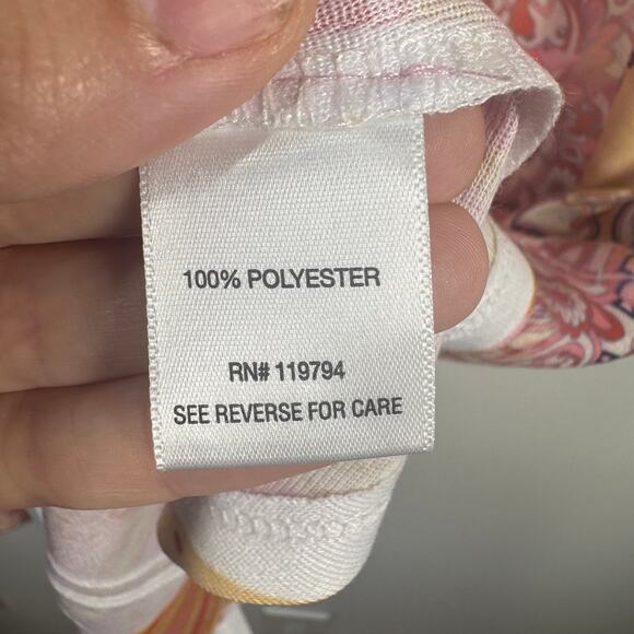 One World Top Women XL Gemini Pink Orange Astrology Floral Bling High Low Spring - Picture 7 of 9